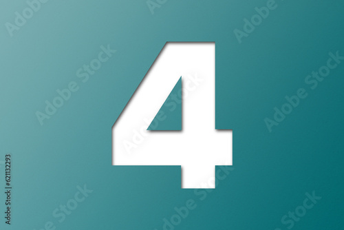 number cut paper 4 green isolated on transparent background