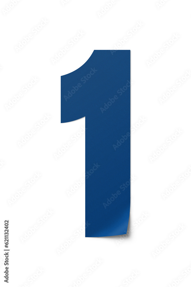 number cut paper 1 blue isolated on transparent background number cut paper 1 blue isolated on transparent background