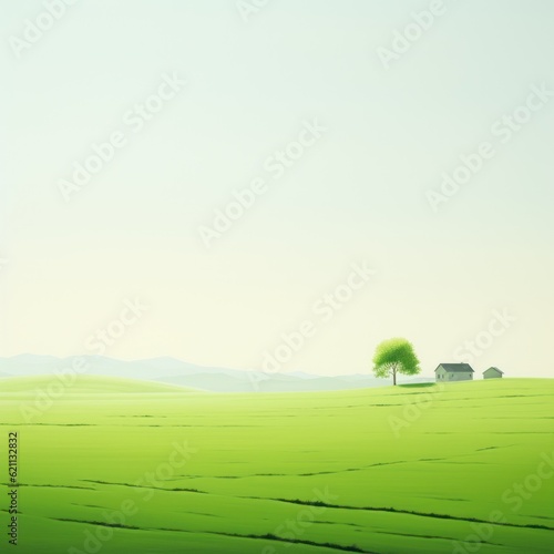 Green   minimalist landscape.