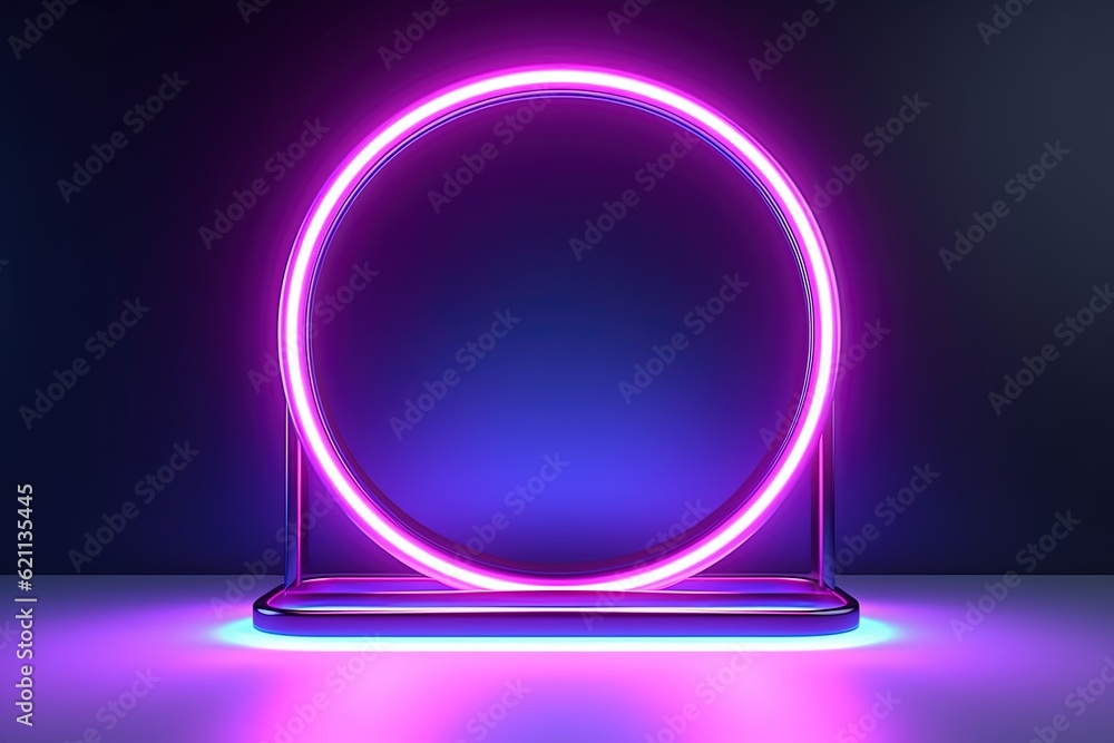 abstract futuristic background with pink blue glowing neon ring glow shine Fantastic wallpaper
