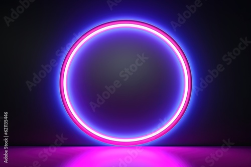 abstract futuristic background with pink blue glowing neon ring glow shine Fantastic wallpaper