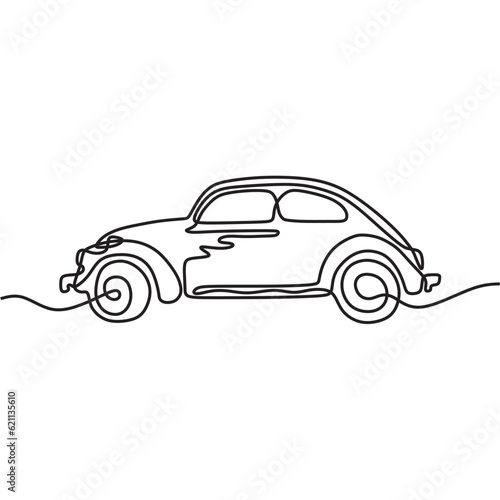 continous line art car automotive black line draw conceptual