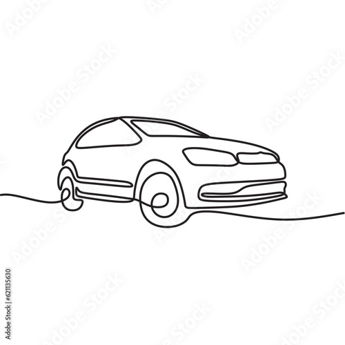 continous line art car automotive black line draw conceptual