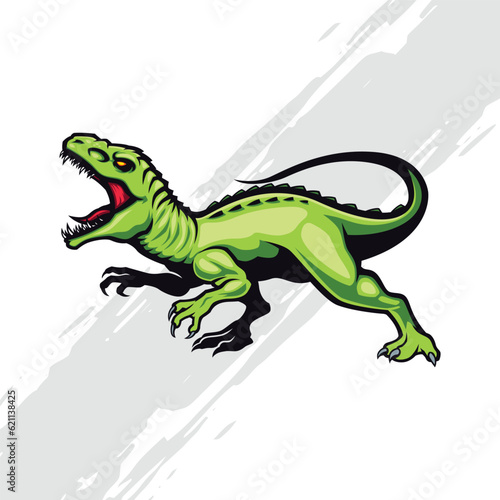 Velociraptor Dinosaur Logo Mascot Digital Illustration © Arzuka
