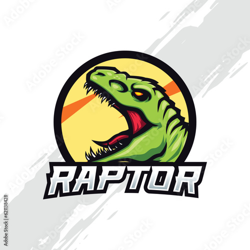 Velociraptor Dinosaur Logo Mascot Digital Illustration