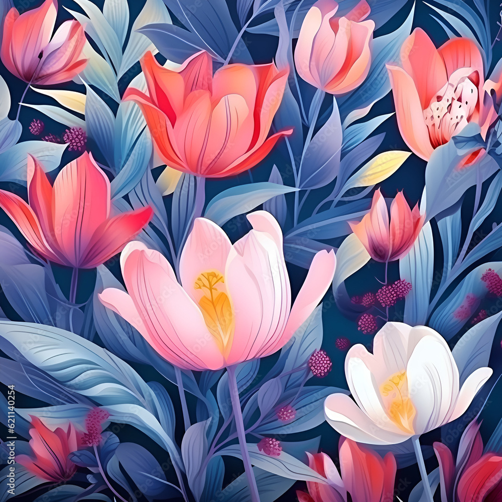 seamless background with tulips,AI generated seamless background with tulips,AI generated