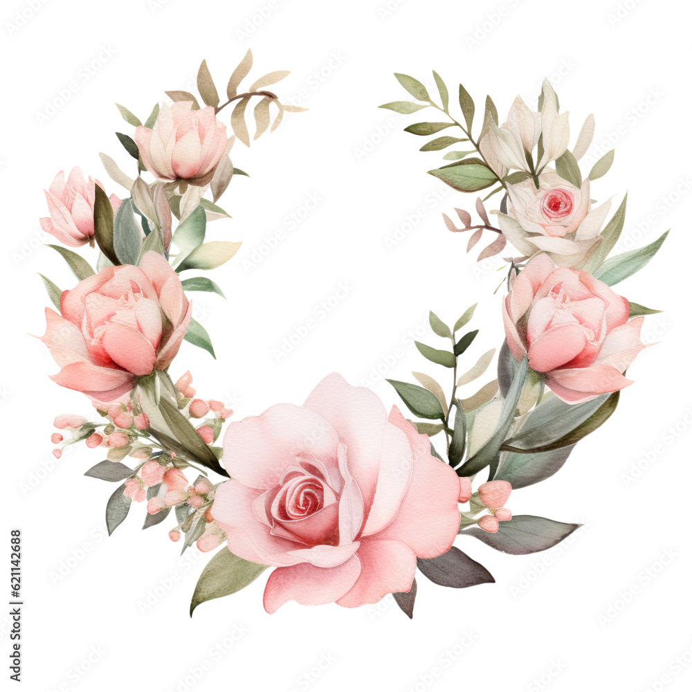 a beautiful bridal flower crown in watercolor style isolated on a transparent background, generative ai a beautiful bridal flower crown in watercolor style isolated on a transparent background, generative ai