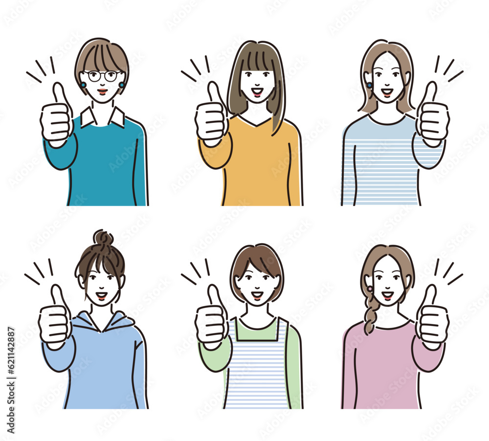 グッドサイン 若い女性 バリエーション グッドサイン 若い女性 バリエーション
