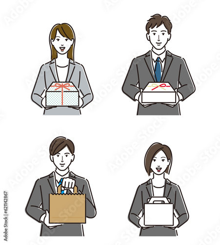 贈り物を持つ会社員　バリエーション