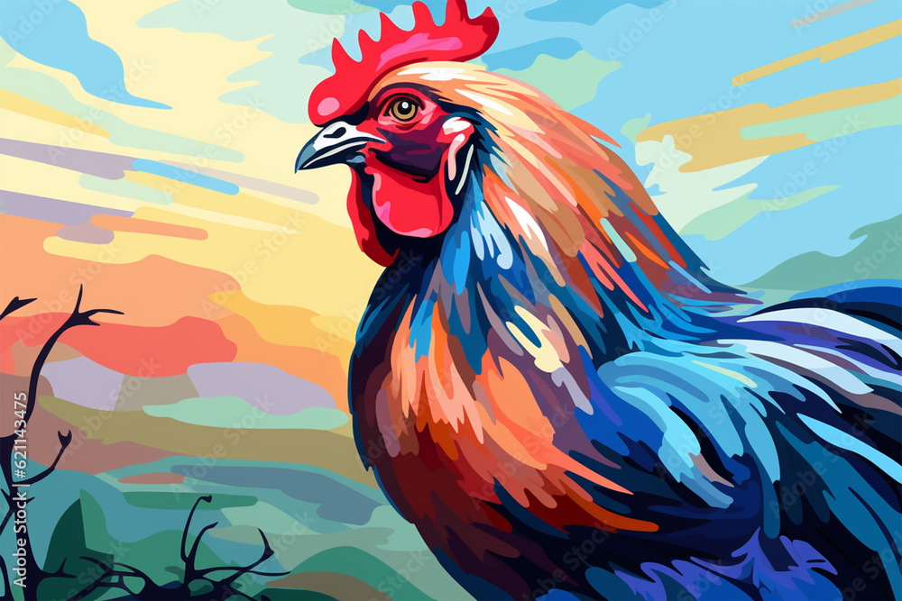Generative AI.
wpap style abstract background, chicken