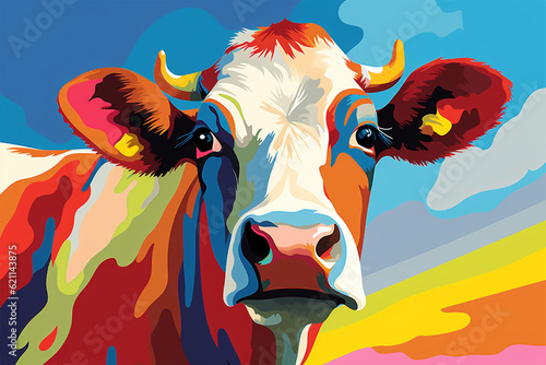 Generative AI. wpap style abstract background, cow © food and Drink