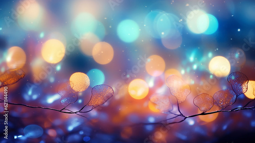 An enchanting image capturing the beauty of Christmas bokeh, with twinkling lights in soft focus, evoking a sense of warmth and joy during the holiday season. Generative AI