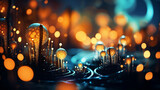 An enchanting image capturing the beauty of Christmas bokeh, with twinkling lights in soft focus, evoking a sense of warmth and joy during the holiday season. Generative AI