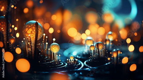 An enchanting image capturing the beauty of Christmas bokeh, with twinkling lights in soft focus, evoking a sense of warmth and joy during the holiday season. Generative AI © alionaprof