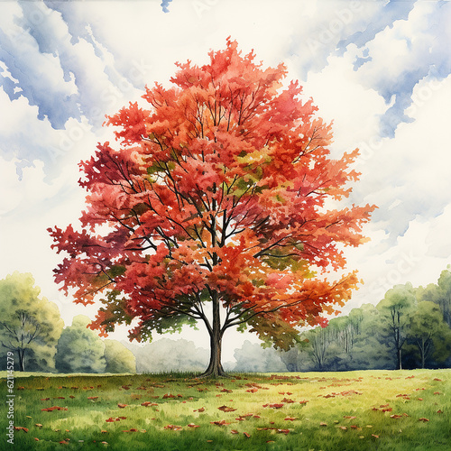 Gorgeous Watercolor Tree, Landscape, and Nature Artwork - Generative AI photo