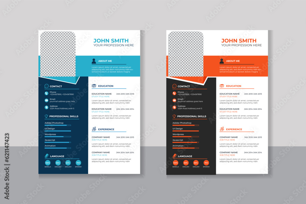 Obraz premium Professional CV resume template design