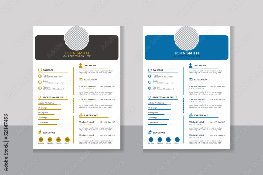 Obraz premium Professional CV resume template design