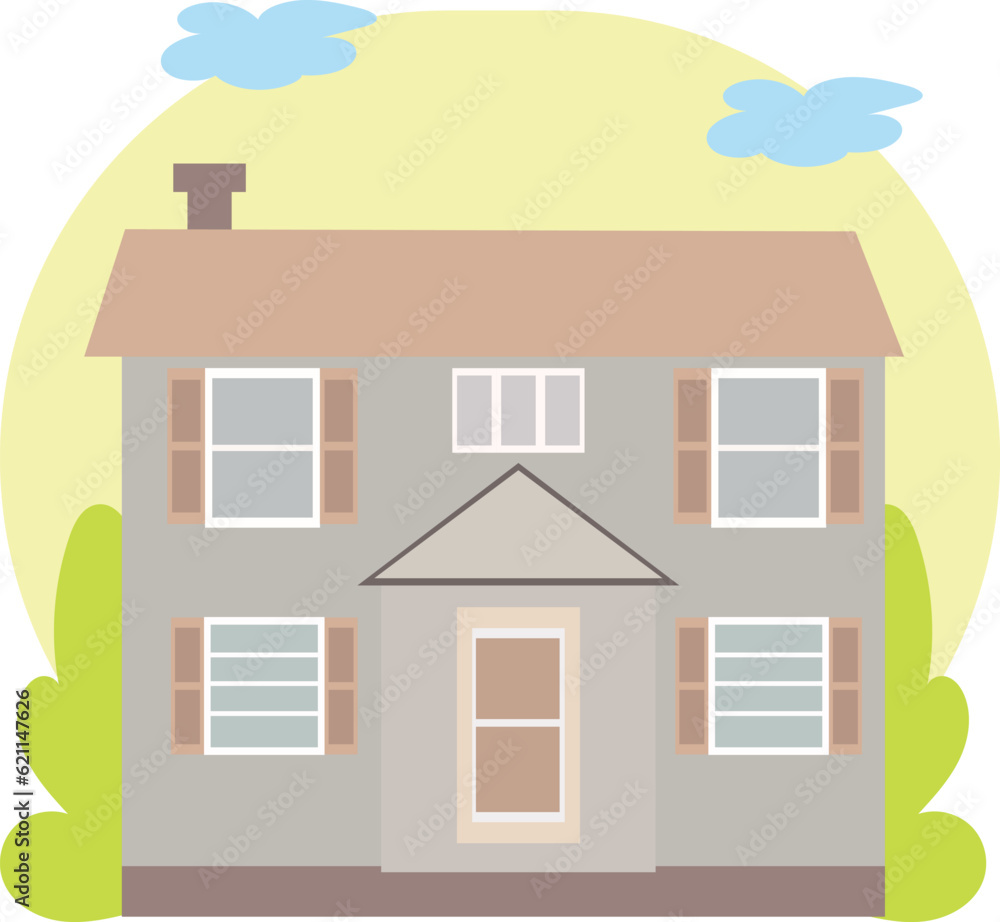 Urban or suburban neighborhood house. Stock vector illustrator.