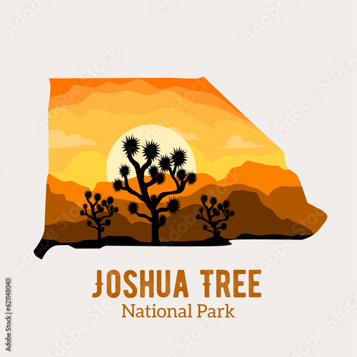 vector of joshua tree national park in California perfect for t-shirt design, background etc