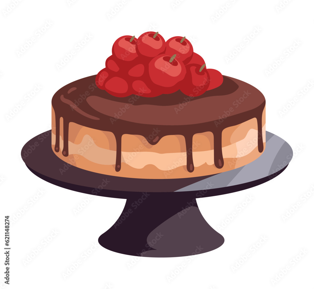 Gourmet chocolate cake with strawberry cream