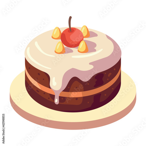 Gourmet dessert cake with fresh fruit cream