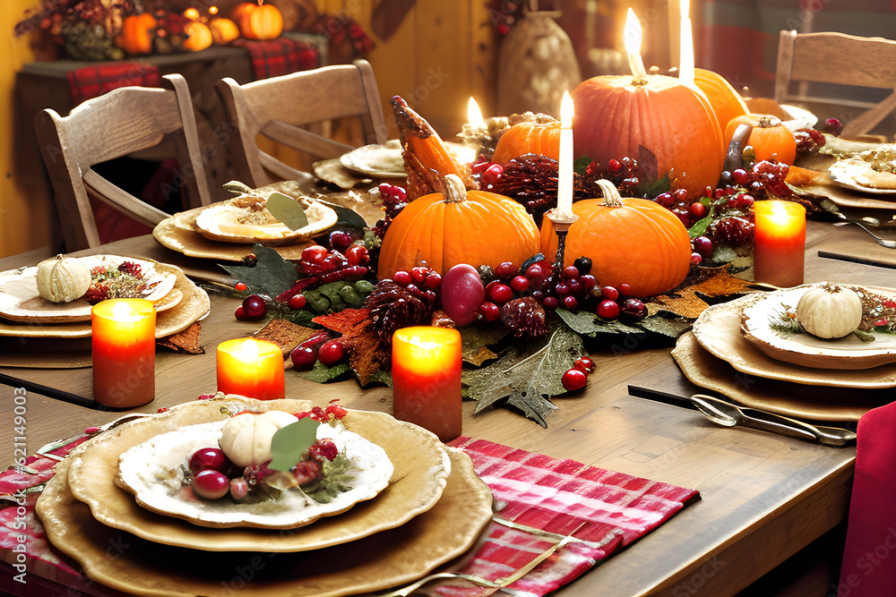 setting reminiscent of a traditional thanksgiving celebration