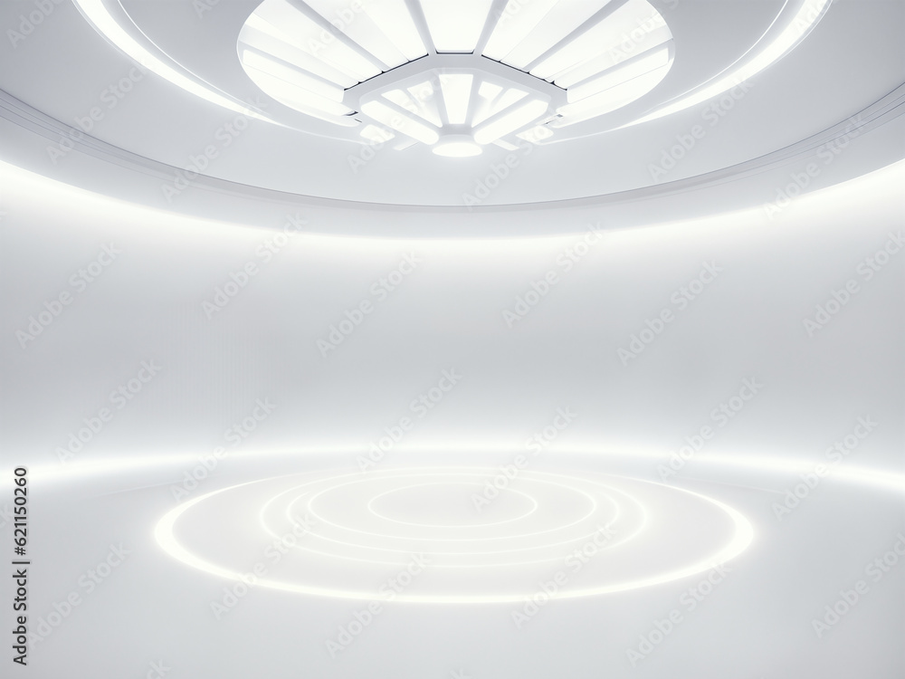 Obraz premium empty white big open industrial hall 3d render illustration