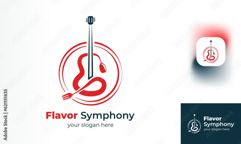 Food and music logos combine harmonization in a logo design Food and music logos combine harmonization in a logo design