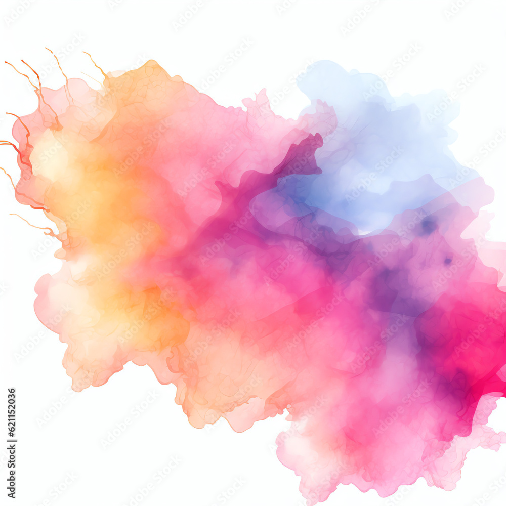 Vibrant Watercolor: Colorful Fluid Art on White