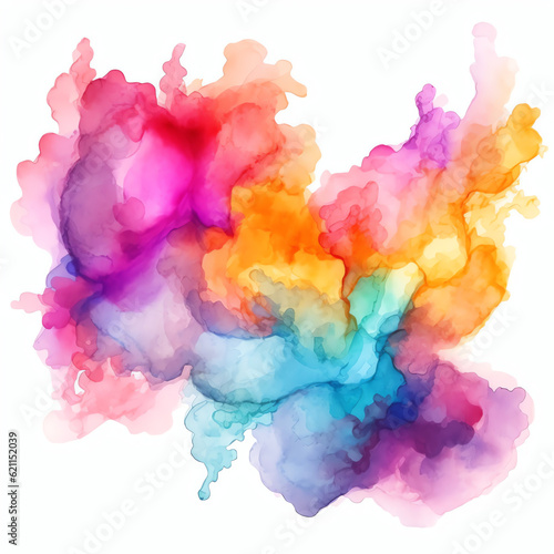 Vibrant Watercolor: Colorful Fluid Art on White