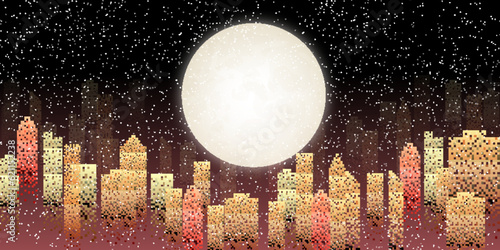 月見　十五夜　風景　背景