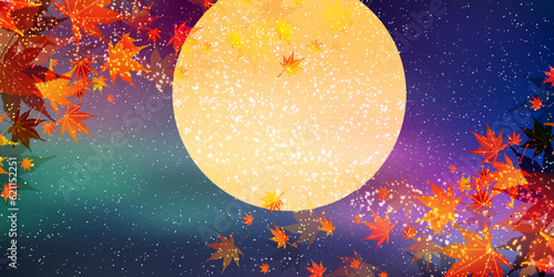 月見　十五夜　紅葉　背景	