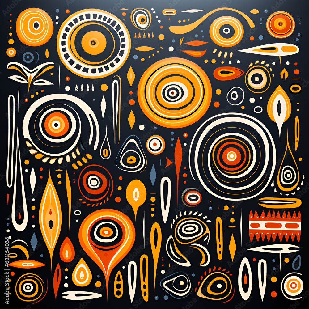 Naklejka premium Retro Geometric Swirls: Seamless Circle Pattern Wallpaper Design