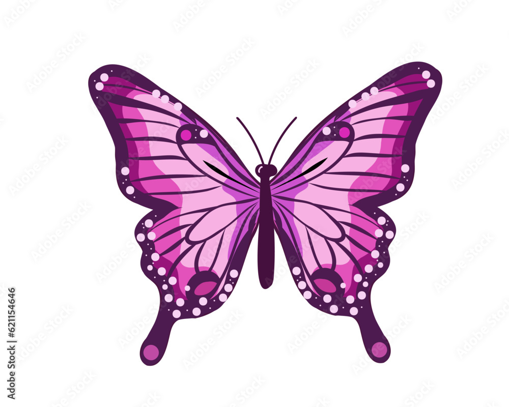 Beautiful pink monarch butterfly isolated on white background vector illustration Beautiful pink monarch butterfly isolated on white background vector illustration