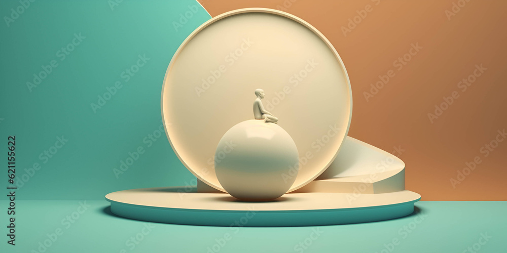 minimalistic scene. Abstract man in futuristic space. Copy space. Man in space. psychology minimalistic scene. Abstract man in futuristic space. Copy space. Man in space. psychology