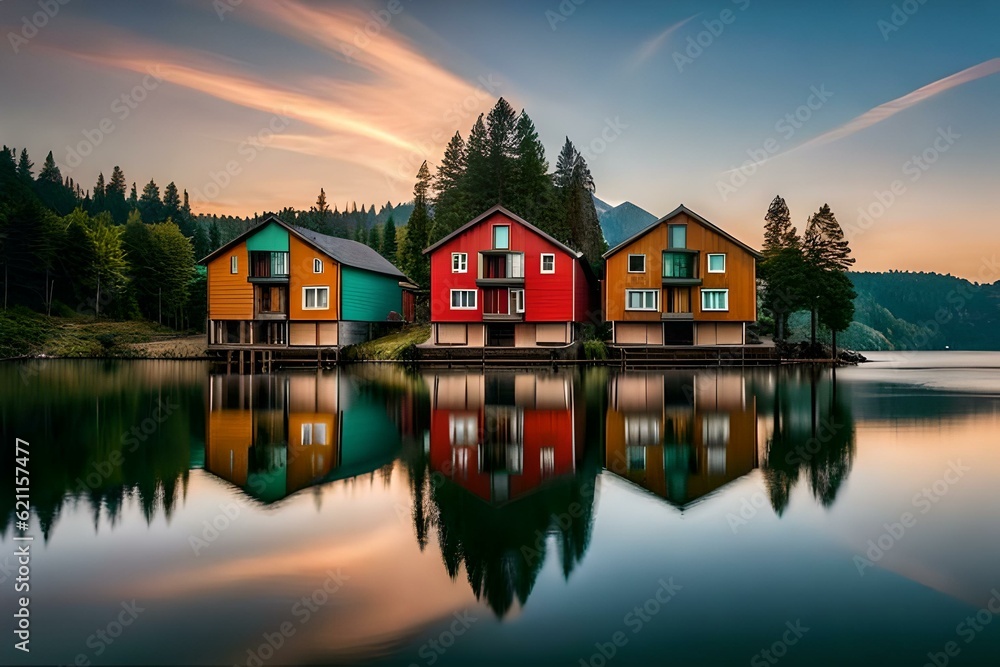 colourefull wooden houses.