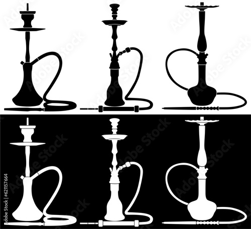 set Hookah silhouette icon. Shisha design vector illustration