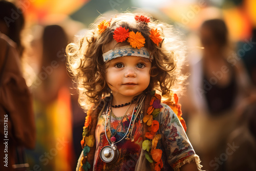 portrait of a baby hippy at a music festival