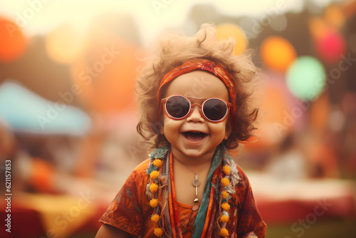 portrait of a baby hippy at a music festival