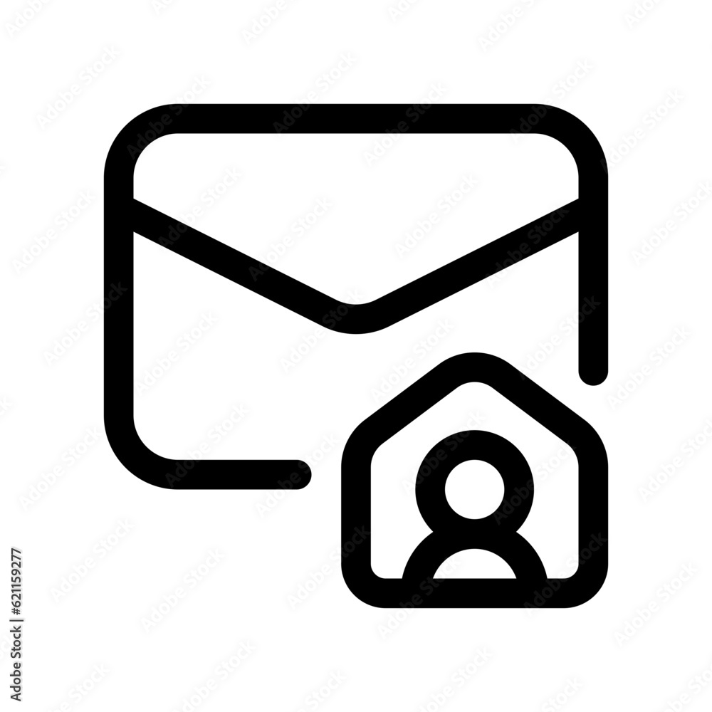 Editable email, work, home, mailing vector icon. Remote work, job, profession, freelance. Part