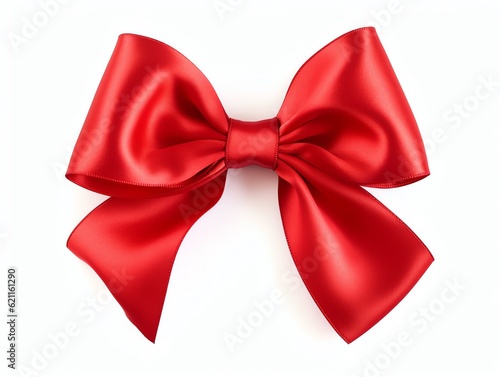 a red bow on a white background