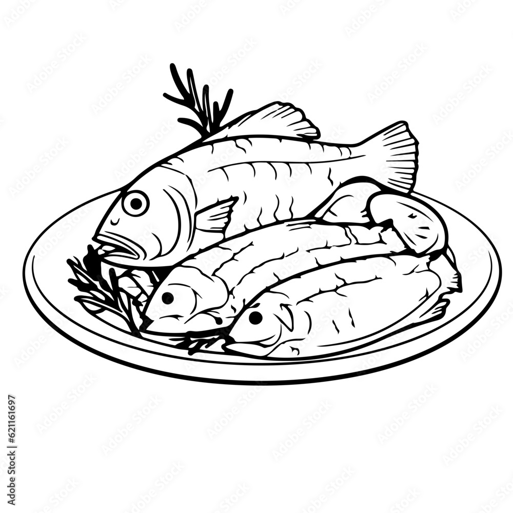 seafood, fish, shell, shirmp, outline vector, illustration, Ai generator seafood, fish, shell, shirmp, outline vector, illustration, Ai generator