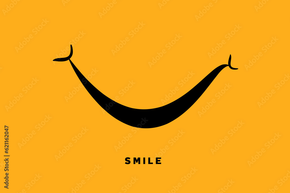 Obraz premium Abstract symbol smile graphic design. Paper pattern happy smile mouth for card, banner, poster, print. Cartoon joy icon business idea. Holiday modern decoration element. Vector illustration