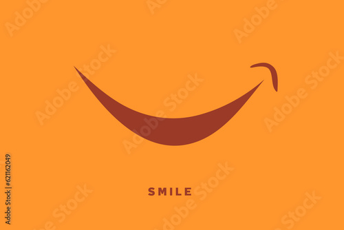 Abstract symbol smile graphic design. Paper pattern happy smile mouth for card, banner, poster, print. Cartoon joy icon business idea. Holiday modern decoration element. Vector illustration