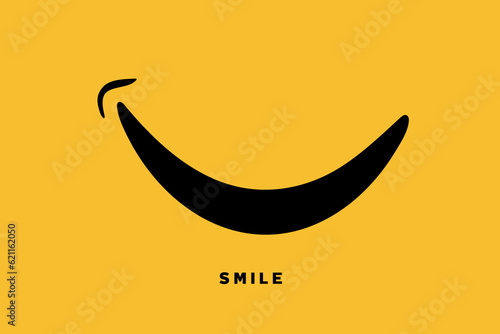 Abstract symbol smile graphic design. Paper pattern happy smile mouth for card, banner, poster, print. Cartoon joy icon business idea. Holiday modern decoration element. Vector illustration