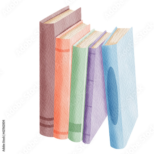 Blue, Purple, Green, Orange and brown Watercolor books.