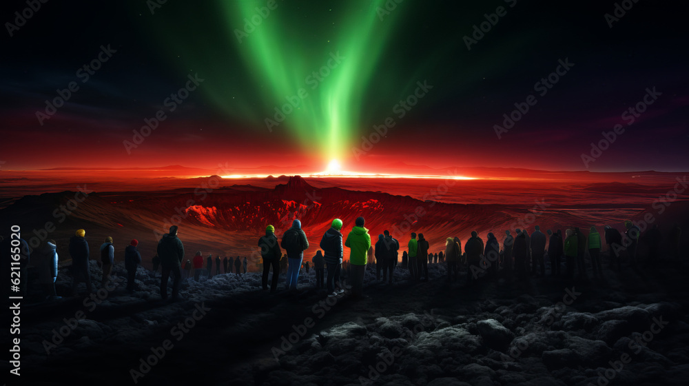 Summit of Spectacles: Einar Hákonarson's Flamboyant Vision of Aurora, Lava, and Crowded Mountain Peaks