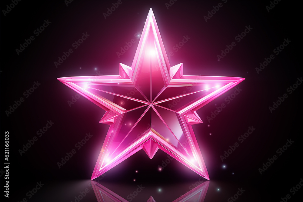 rosa pink Stern mit Lichteffekten auf dunklem Hintergrund. Querformat. Generative Ai. rosa pink Stern mit Lichteffekten auf dunklem Hintergrund. Querformat. Generative Ai.