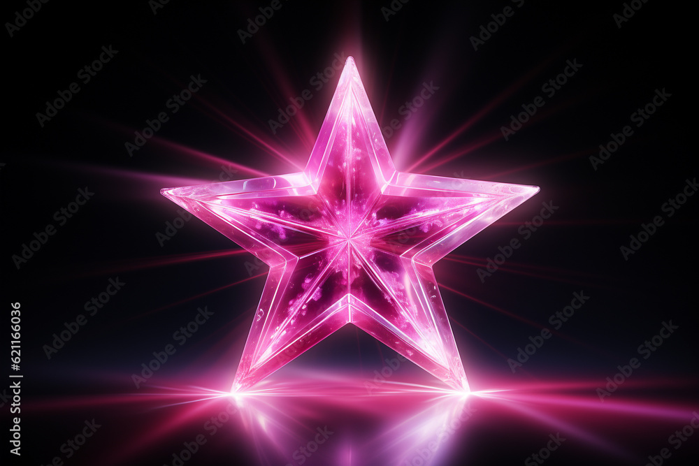rosa pink Stern mit Lichteffekten auf dunklem Hintergrund. Querformat. Generative Ai. rosa pink Stern mit Lichteffekten auf dunklem Hintergrund. Querformat. Generative Ai.