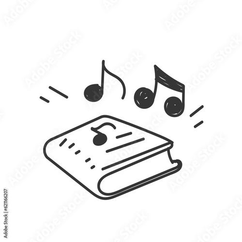 hand drawn doodle music book illustration vector isolated